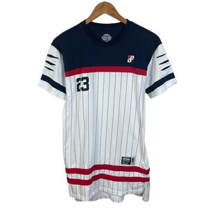 TS739 Mens Bleeker & Mercer Streetwear 23 Pinstripe Urban T Shirt M